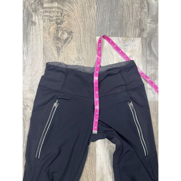 Lululemon Run Free Pants 4 Black Warmup Zip Pockets Fleece Lined Straight Leg - Picture 8 of 9